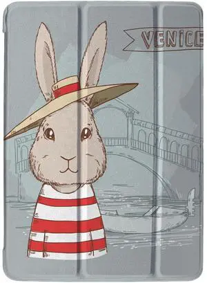 DuraSafe Cases for iPad 10.5 Inch Air 3rd Gen [ PRO 10.5 Air 3 ] 2017/2019 A1701 A2152 A2123 MUUL2LL/A MUUK2LL/A MUUJ2LL/A MQDX2LL/A MQDT2LL/A MQDW2LL/A Auto Sleep/Wake Printed PC Cover - Bunny Hat