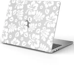 Idocolors White Hibiscus Flower Case Compatible with MacBook Air 13 InchModels A1932/A2179/A2337, Transparent Frosted Protective Hard Case Anti Scratch Cover for MacBook Air 13"