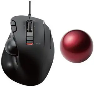ELECOM Wired Thumb-Operated Trackball Mouse & RED Trackball Replacement (M-XT3URBK & M-B1RD)