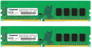 32GB DDR4 17000U PC4 2133 2X16GB UDIMM, DDR4-2133MHz 32G PC4-17000 CL15 2Rx8 1.2V Non-ECC 288 Pin Desktop Memory Module Ram