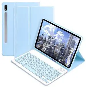 Keyboard Case for Samsung Galaxy Tab S6 Lite 10.4 inch 2024/2022/2020, Candy Colors Slim Protective Cover with Magnetic Detachable Bluetooth Keyboard with S Pen Holder, Sky Blue