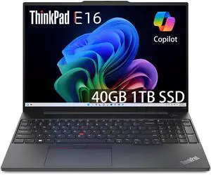 Lenovo ThinkPad E16 Business Laptop (16" FHD+ Display, AMD Ryzen 5 7530U(> Intel i7-1165G7), 40GB RAM, 1TB SSD) Fingerprint, Backlit, 1080p Webcam, WiFi 6, Ethernet, Win 11 Pro w/ AI Copilot, Black
