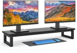 YAOHUOO Dual Monitor Stand Riser, 39Inch Large Monitor Stands for 2 Monitors, Computer Monitor Stand, Wooden Desktop Oraganizer Shelf for Office Desk Computer,Laptop,TV
