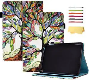 UUcovers for Amazon Kindle Fire HD 8 & Fire HD 8 Plus Tablet Case 12th/10th Generation (2022/2020 Release) 8" with Stand/Pencil Holder [Auto Sleep/Wake] Magneic Smart Folio Cover, Lucky Tree Rainbow