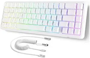 ATTACK SHARK X65 HE 60% Wired Magnetic Keyboard with Adjustable Actuation,8000 Hz Polling Rate,Hall Effect Switches,Hot-Swap,Topographic PBT Keycaps,RGB Backlit for FPS Games,with 8K Coiled Cable