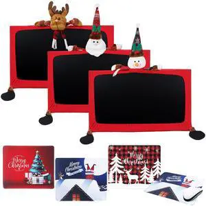 Yaocom 3 Pcs Christmas Computer Monitor Cover and 3 Pcs Christmas Mouse Pad, Computer Monitor Border Cover Elastic Laptop Accessary for Home Office Winter Xmas New Year Gift