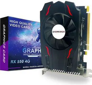 SHOWKINGS AMD Radeon RX 550 4GB Graphics Card, GDDR5 128 Bit Video Card for PC Gaming, PCIE 3.0 DirectX 12 Computer Graphics Cards GPU with HDMI/DP/DVI Ports Support 4K HD Display
