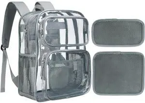 PACKISM Ita Bag Backpack with Insert Pin Display 17 inch Heavy Duty Clear Backpack for School,Grey (for age 12 above)