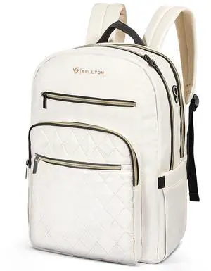 ZORVIC 15.6 Inch Laptop Backpack for Women, Work Business Computer Backpack, College Teacher Computer Bag Travel Backpack (Beige)