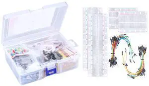 YUEONEWIN Electronics Component and PCB Breadboard Kit, 1400Pcs Basic Electronics Component and 130 Pcs Solderless Breadboard Jumper Wires Kit for Arduino, Prototyping Circuit, DIY Electronic Project