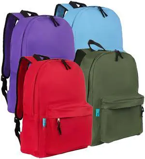 BeigeSwan Wholesale 16.5 Inch Backpacks  Pack of 4 Multicolored Bulk Bags, Assorted Colors - 18.1 H x 13 W x 5.7 D