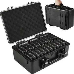 Hard Drive Case Fits 25-Bay Protection 3.5" HDD | High-Density Protective Foam | External Hard Drive Organizer Storage Box Travel Carrying Suitcase with Handle