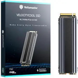 Yottamaster YSC 2TB M.2 NVMe SSD PCIe 4.0×4 Up to 7450MB/s, TLC NAND, Innovative Cooling Heatsink, for Designed for Desktop PC, Suitable for PC Gamers, Professional Creators, and DIY Users
