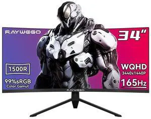 Raywego 34 inch Ultrawide Curved Computer Gaming Monitor 165Hz UWQHD 3440x1440,1500R -PIP,1ms (MPRT),HDR, 300nits, sRGB99%,FreeSync,HDMI2.0(TMDS) x2,DP1.4 x2,Eye Care,Support Wallmount Raywego 34 inch Ultrawide Curved Computer Gaming Monitor 165Hz UWQHD 3440x1440,1500R -PIP,1ms (MPRT),HDR, 300nits, sRGB99%,FreeSync,HDMI2.0(TMDS) x2,DP1.4 x2,Eye Care,Support Wallmount