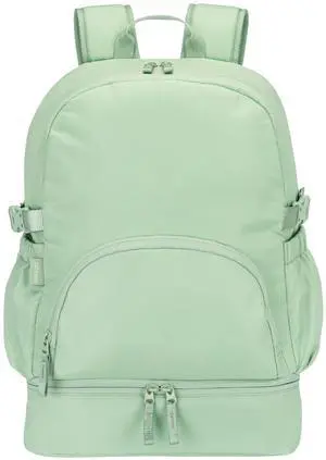 Bentgo 2-in-1 Adult Backpack & Insulated Lunch Bag  Lightweight, Water-Resistant Travel Backpack with 9 Compartments, Laptop Sleeve & Trolley Sleeve for Work & Everyday Use (Clay Green)