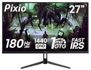 Pixio PX278 Wave 27 inch 180Hz Refresh Rate QHD 1440p Resolution Fast IPS Panel 1ms GTG Response Time Gaming Monitor with FreeSync
