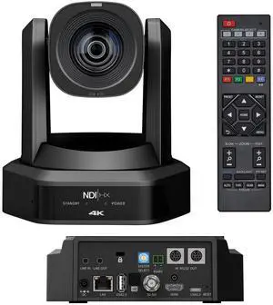 HCSTVCON 4K NDI PTZ Camera, 20X Optical Zoom AI Auto-Tracking NDI|HX2 Camera with USB3.0 3G-SDI HDMI LAN Outputs, Works with Zoom,OBS,TikTok,YouTube,etc