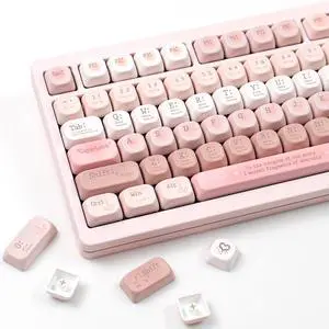 PBT Keycaps 120 Keys MOA Profile Keycap Dye-Sublimation Pink Keycaps Set Custom Keycap for Cherry Gateron MX Swithes Mechanical Keyboards