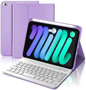 BORIYUAN iPad mini Keyboard Case, Detachable Wireless Bluetooth Keyboard Slim Folio Smart Cover for Apple iPad mini 5 2019/iPad Mini 1 2 3 4 - Purple