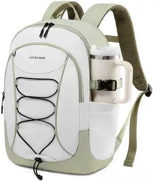 LOVEVOOK Laptop Backpack for Women with Pouch Pocket for Large Capacity Cup,17 Inch Work Computer Laptop Bag College Teacher Backpack Purse,Lightweight Travel Hiking Overnight Bag,White-Bean Green
