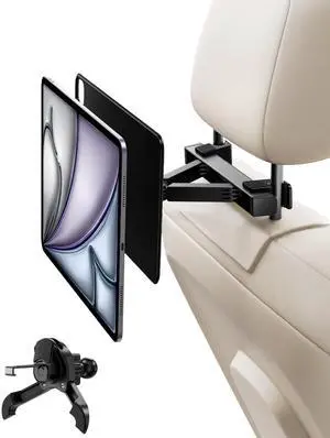 KU XIU Magnetic iPad Holder for Car Headrest,Backseat Tablet Car Mount for for iPad Pro 12.9, iPad Air 13 M2/M3, Road Trip Essentials for Kids, Tablet Car Holder for iPad Pro 12.9 3rd/4th/5th/6th