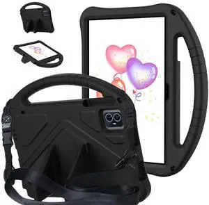 YRH for Tmobile Revvl Tab 2 Case (2025), Kids EVA Shockproof Cover with Shoulder Strap for T-Mobile Revvl Tab 2 Tablet (Black)