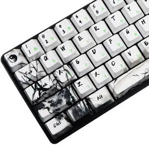 MOLGRIA Keycaps 71 Set Ink Panda for 71 64 61 Keys Keyboard, Custom PBT OEM Profile Key Caps with Japnanese Font for Cherry MX Gateron Khail Switches 60 Percent Gaming Keyboard