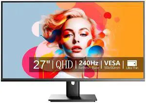 Showscren 27inch 2K Monitor, QHD 2K(2560X1440) 240hz IPS Panel Screen 100% sRGB Integrated Speakers, Gaming Computer Monitor