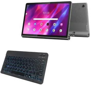 BoxWave Keyboard Compatible with Lenovo Yoga Tab 11 (ZA8W) - SlimKeys Bluetooth Keyboard - with Backlight, Portable Slim LED 7 Colors - Jet Black