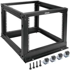 Tecmojo 8U Open Frame Server Rack,4-Post Adjustable Depth Rolling Network Rack for Computer/Data/AV/IT/Servers,Mobile Type