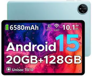 DOOGEE Tab A9 Pro 10 inch Tablet,Android 15 Tablet 20GB+128GB/2TB Expand,Quad Core Gaming Tablets,6580mAh Battery,1280x800 IPS HD Touchscreen,5G WiFi,BT5.0,Dual Speakers,Dual Camera,Face Unlock