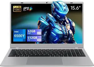UOWAMOU 15.6 IPS-FHD-Laptop, 32GB RAM 512GB SSD 6500Y (up to 3.4GHz), Multi-Ports Lightweight Computer for Student-Home WiFi 5 BT5.0