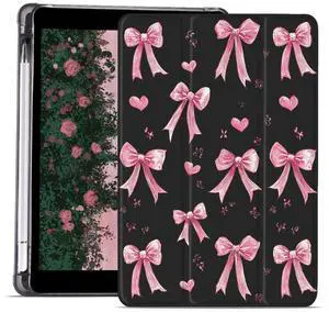 JOYLAND Aesthetic Bow Ribbon Case for iPad 9th/7th/8th Generation (2021/2020/2019) 10.2 Inch with Pencil Holder Cute Pink Black Bow Girly Cover Auto Wake/Sleep Foldable Shockproof Case JOYLAND Aesthetic Bow Ribbon Case for iPad 9th/7th/8th Generation (2021/2020/2019) 10.2 Inch with Pencil Holder Cute Pink Black Bow Girly Cover Auto Wake/Sleep Foldable Shockproof Case