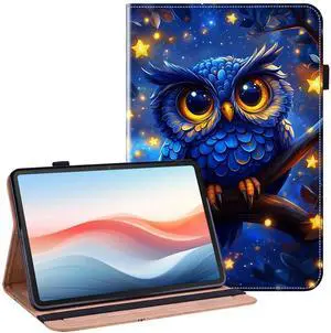 YHDXUYS Case for Samsung Galaxy Tab S10 Plus 2024/S9 FE Plus 2023/S9 Plus 2023 12.4 Inch Tablet with Pencil Holder, Multiangle Stand Wallet Design Cover,Blue Owl