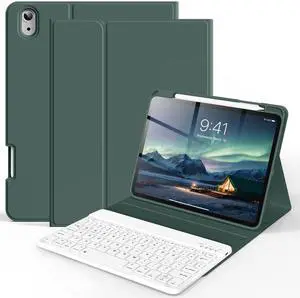 Keyboard Case for iPad (A16) 11th/10th Generation 2025/2022 with Pencil Holder, Detachable Wireless Bluetooth Fast Pairing Keyboard, Durable Soft TPU Cover for 11" iPad11/10.9" iPad10 Gen, Green