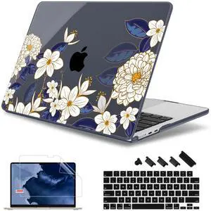 May Chen [2025 New Pattern] for MacBook Air 13.6 inch Case M2 M3 M4 Chip Model: A2681 A3113 A3240, 2022-2025 Release, Plastic Hard Shell Cover with Screen Protector & Keyboard Skin - Luxury Floral