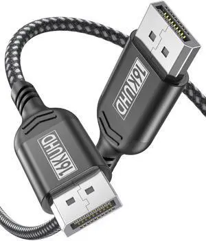 SROMGEE 3.3FT Displayport to Displayport 2.1 Cable, 80Gbps High Performance Passthrough, 16K@60HZ/8K@120HZ/4K@240HZ Fiber Optic Display-Port Cable, DP to DP Cord Compatible for G-Sync Gaming Monitor