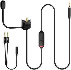 CLANMOU Universal Detachable Boom Mic for Bose QuietComfort 35 II(QC35 II) & Quiet Comfort 35(QC35) Headphones  Compatible with PS5, PS4, Xbox One & PC (Built-in Mute Switch)