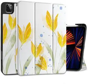 Yebiseven Case for iPad 9th/8th/7th Generation 10.2 inch, Shockproof Tablet Case for iPad 10.2 inch 2022 2020 2019, Soft TPU Back Cover with Auto Wake/Sleep & Pencil Holder, Botanical Watercolor