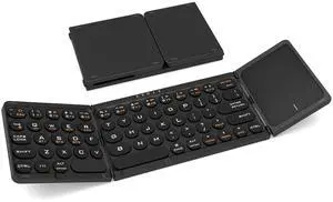 Foldable Bluetooth Keyboard with Touchpad - Portable Wireless Keyboard, Rechargeable Full Size Ultra Slim Pocket Folding Keyboards for Android Windows iOS Tablet & Laptop