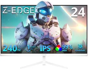 Z-Edge 24 inch 240Hz 165Hz Gaming Monitor, FHD 1080p, MPRT 1ms, IPS Monitor Gaming, 350nits, 16.7M Colors, 99% sRGB, UG24PJ Frameless Bezel, DP x1, HDMI x1(White)