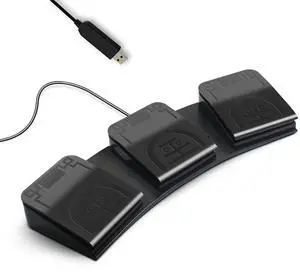 PCsensor USB Foot Pedal PC 3 Key Foot Pedal Customized Foot Switch Programmable Computer Keyboard Mouse for Video Game Control Office Work Sheet Music Page Turner Action Control HID (Photoelectric)