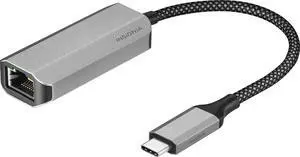 Insignia USB-C to Ethernet Adapter, Plug-and-Play Supports up to 1 Gbps High-Speed, Silver Black
