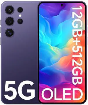 MIYOKIMIRO P24 Ultra Unlocked Cell Phone, 12+512GB Smartphone,108MP+48MP Camera, Long Battery Life 5000mAh, 6.8 FHD Screen,Face ID/Dual SIM/GPS/Android 14 Unlocked Phones (Light Purple)