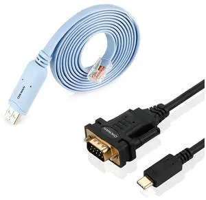OIKWAN 10ft USB-C to RS232 DB9 Serial Cable Male Converter Adapter and USB Console Cable with FTDI Chipset for Windows 11,10, 8.1, 8, 7, Vista, XP, 2000, Linux and Mac OS X 10.6 (10ft)