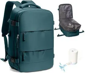 VENATIN Vacuum Backpack Travel,Travel Backpack with Vacuum System, Easy Vac Pack Backpack with Pump,United Airlines Approved 18×14×8 inch Personal Item Travel Bag Laptop Bag,Peacock Blue