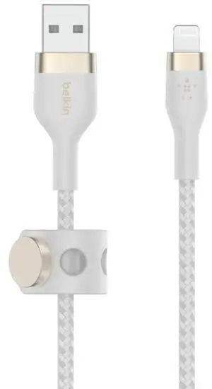 Belkin BoostCharge Pro Flex Braided USB Type A to Lightning Cable (3M/10FT), MFi Certified Charging Cable for iPhone 14, 13, 12, 11, Pro, Max, Mini, SE, iPad and More - White