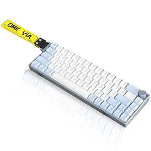 Geniusho KG18 Wired Mechanical Keyboard - White Blue, Aluminum Alloy Base, RGB Backlight, Support Key Macro Definition QMK/VIA, Hot-Swappable Gasket Structure, Metal Knob