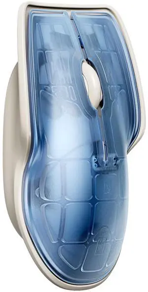 LUNAR ARTEFACTS Ambidextrous Rechargeable Bluetooth Wireless Computer Mouse Blue Translucent with White Powder Coated Aluminum, USB-C