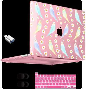 MEEgoodo for M2 MacBook Pro 13 inch Case 2022 2021 2020,Crystal Cover Fit Model A2338 M2/M1 A2251 A2289,Clear Case for 13.3-inch Laptop,Hard Shell for MacBook Pro M2, Cute Parakeets